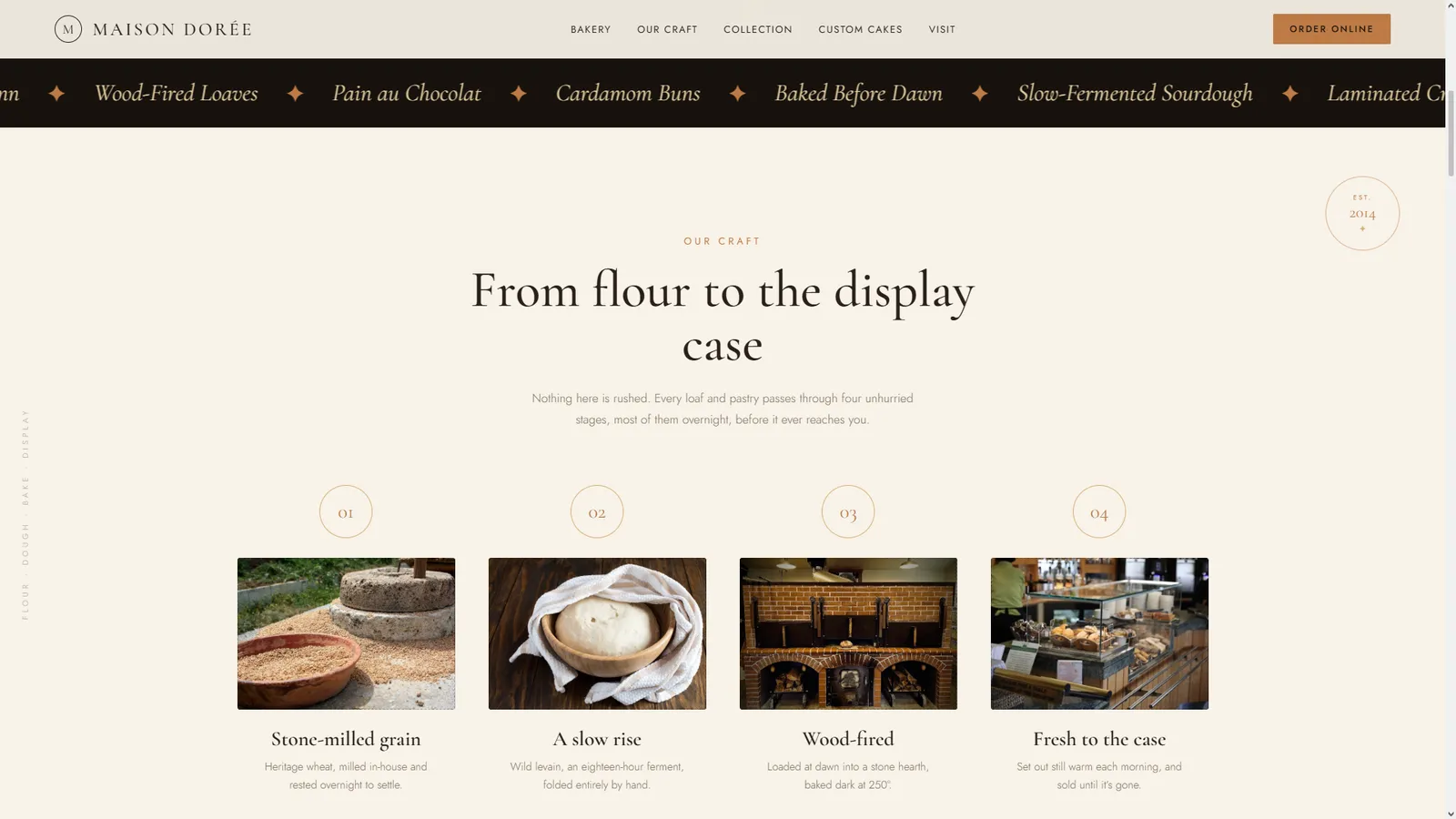 Maison Dorée website section