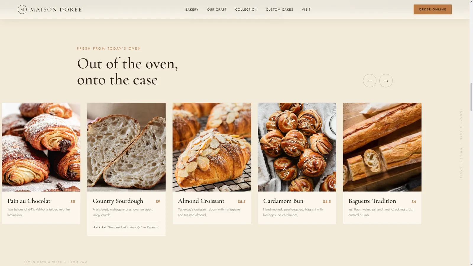 Maison Dorée website section
