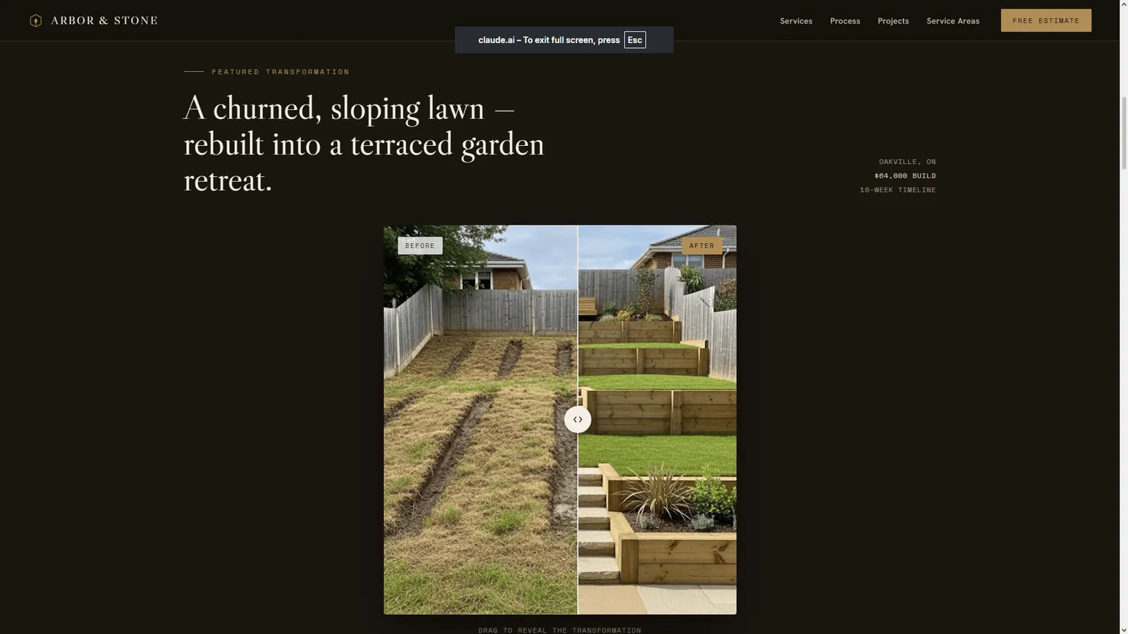 Arbor & Stone website section