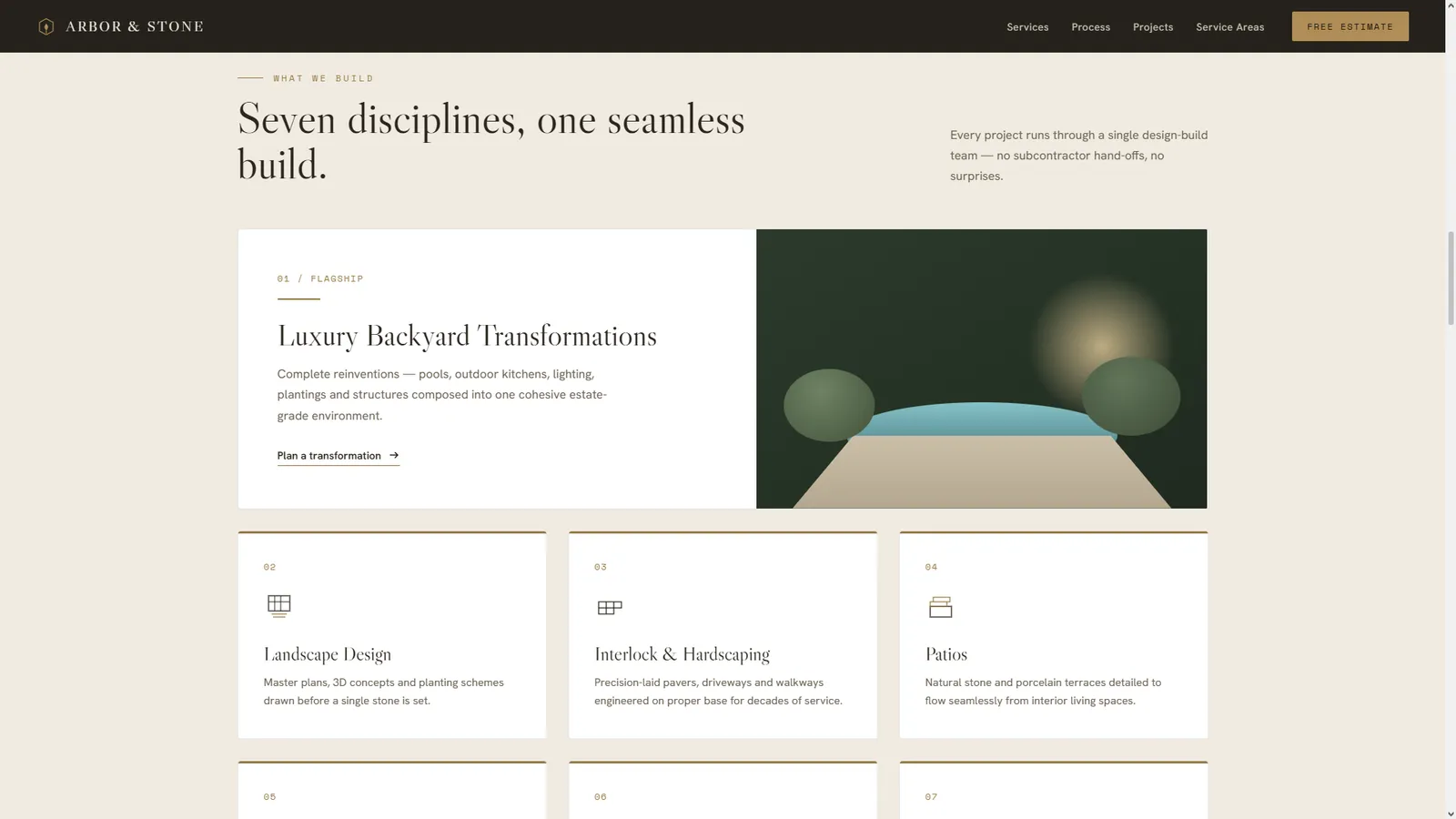 Arbor & Stone website section