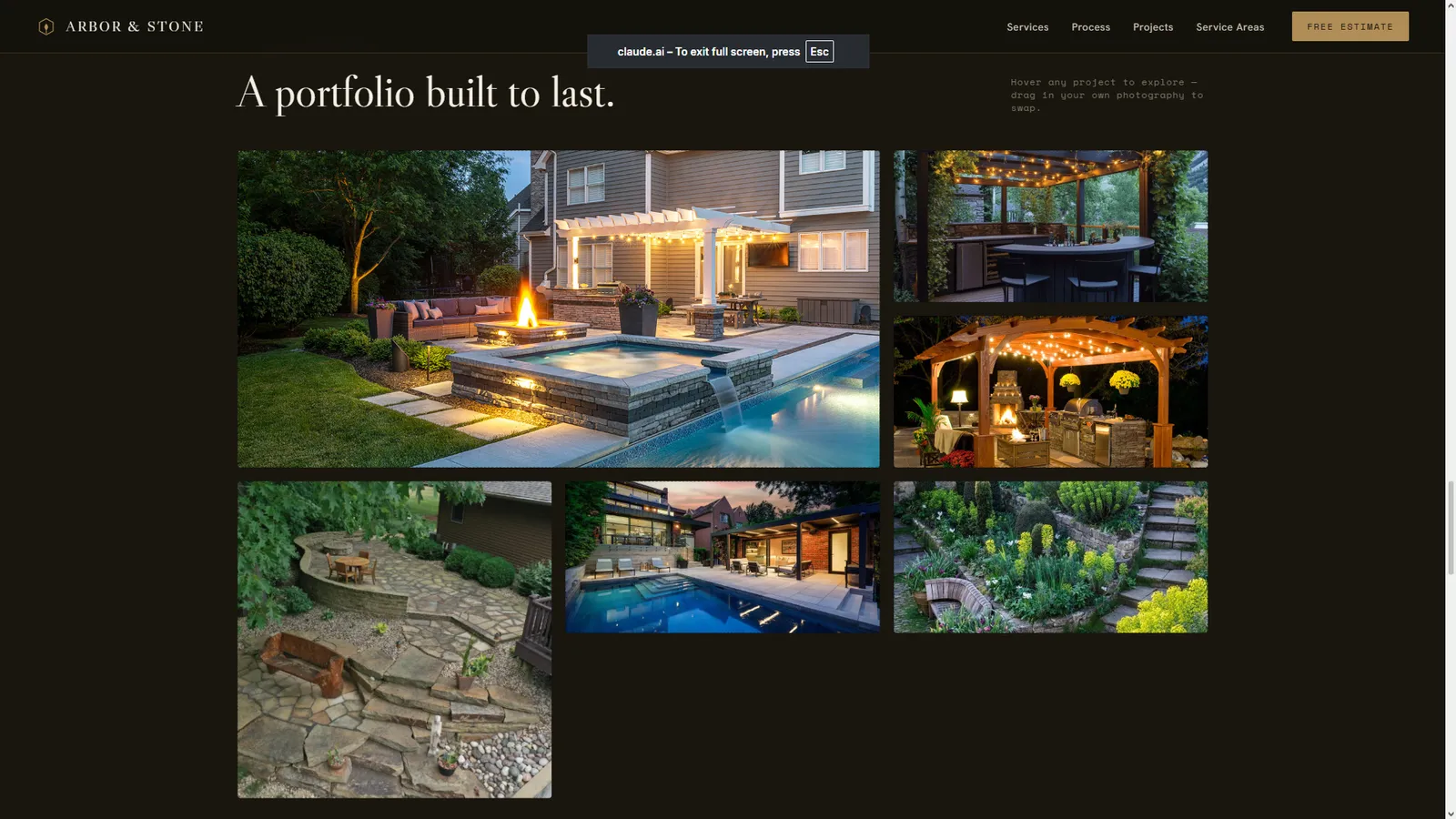 Arbor & Stone website section