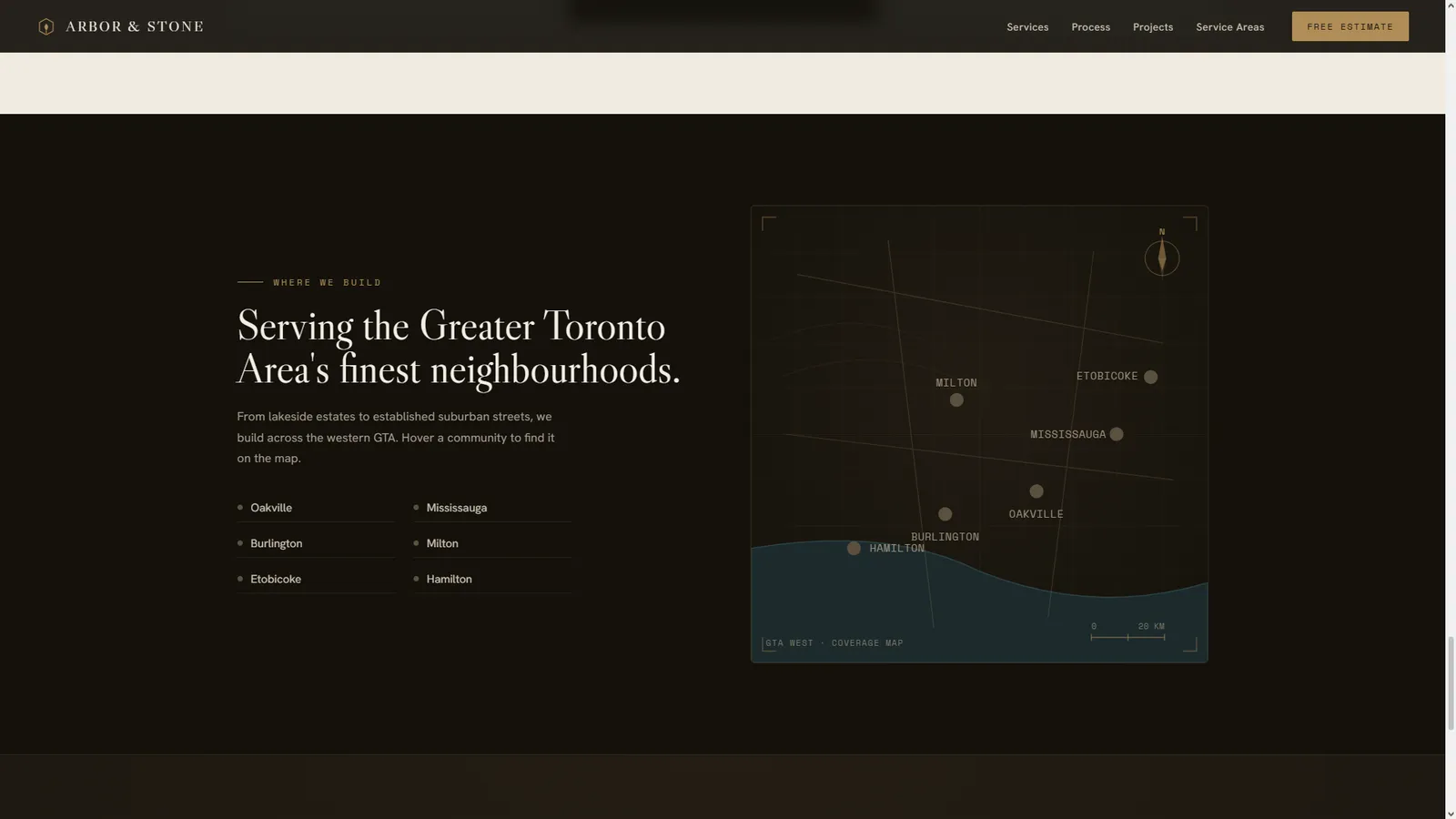 Arbor & Stone website section