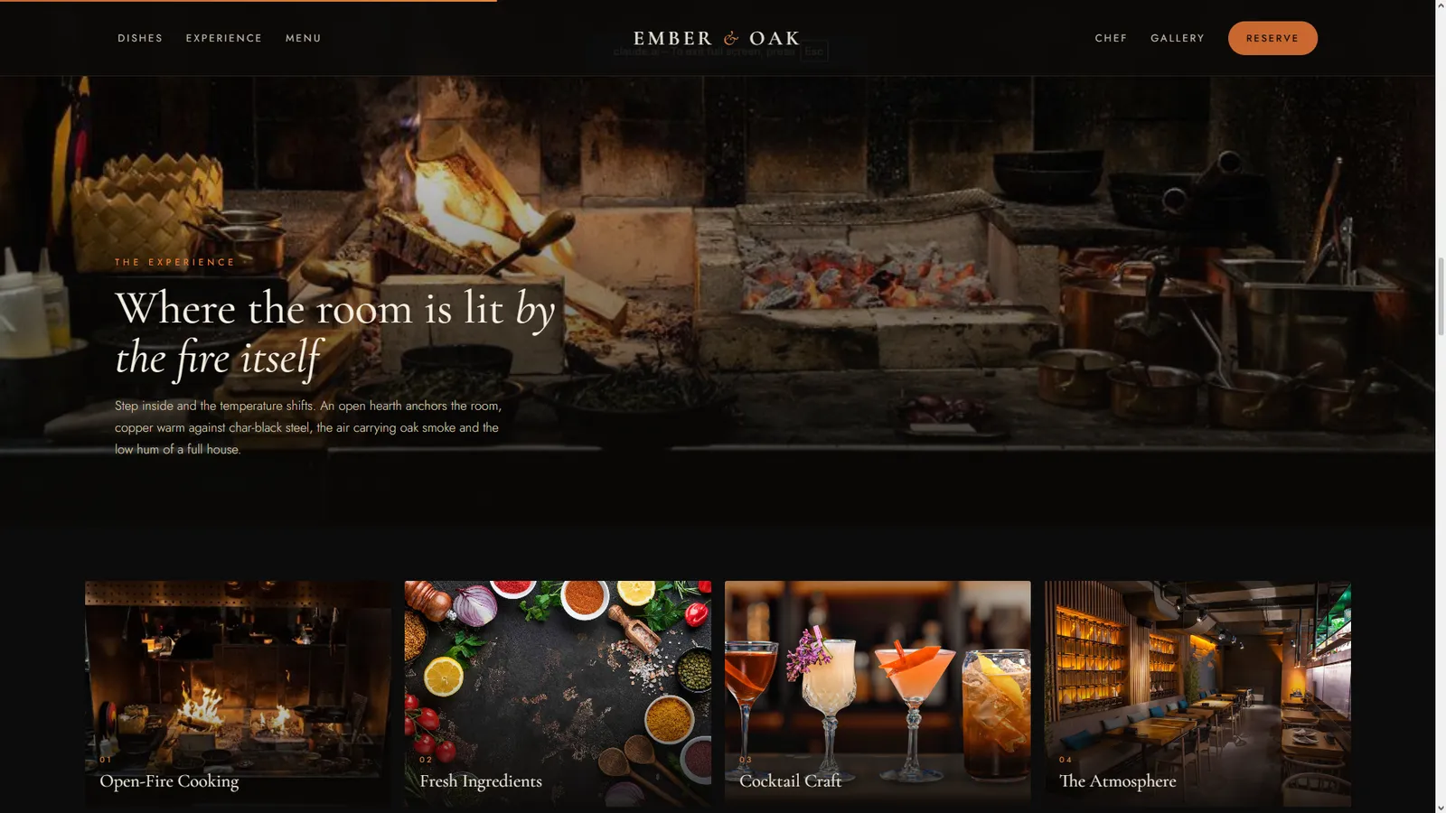 Ember & Oak website section