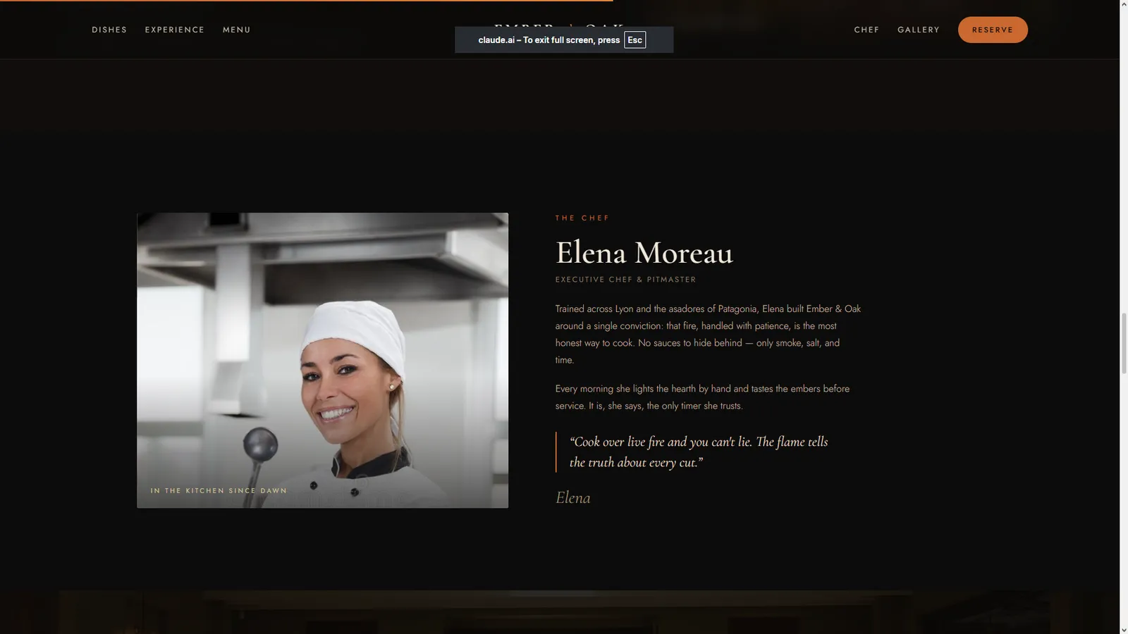 Ember & Oak website section