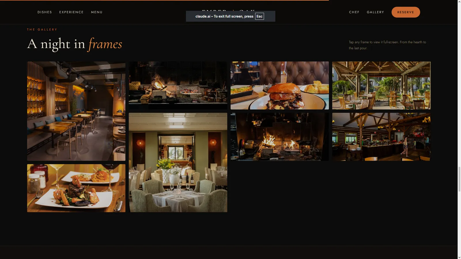 Ember & Oak website section