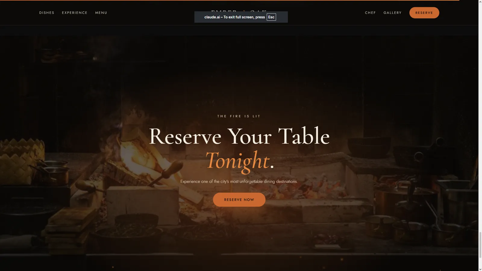Ember & Oak website section