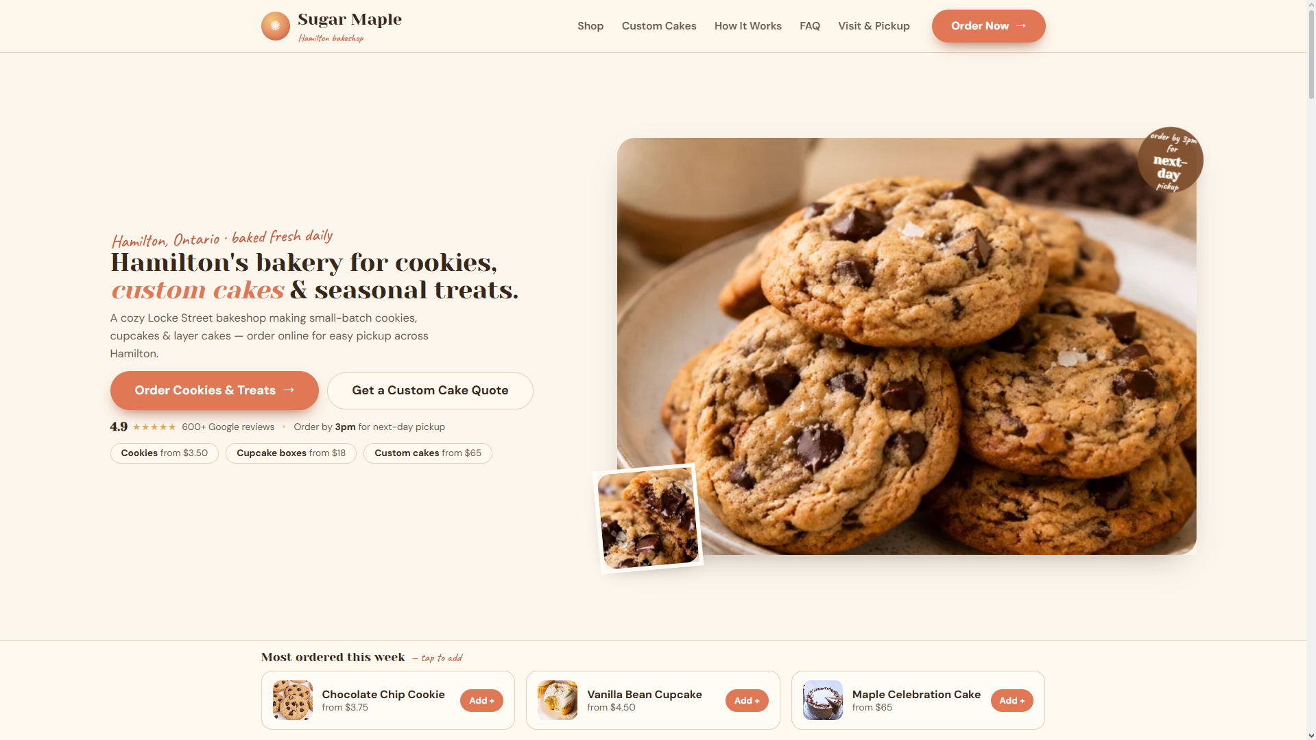 Sugar Maple — Hamilton bakeshop website